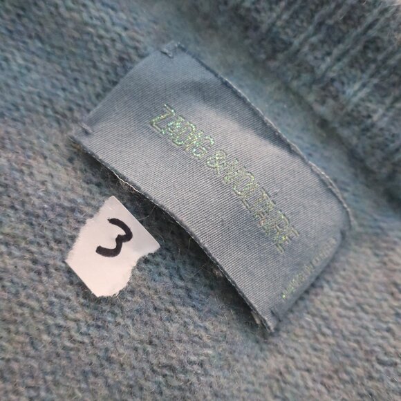 Zadig & Voltaire Marcus Bis C Pure Cashmere Blue White Graphic Heart Sweater M - Picture 7 of 12